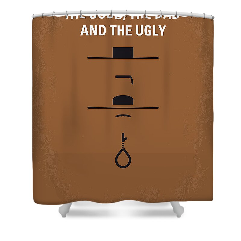 The Shower Curtain featuring the digital art No090 My The Good The Bad The Ugly minimal movie poster by Chungkong Art