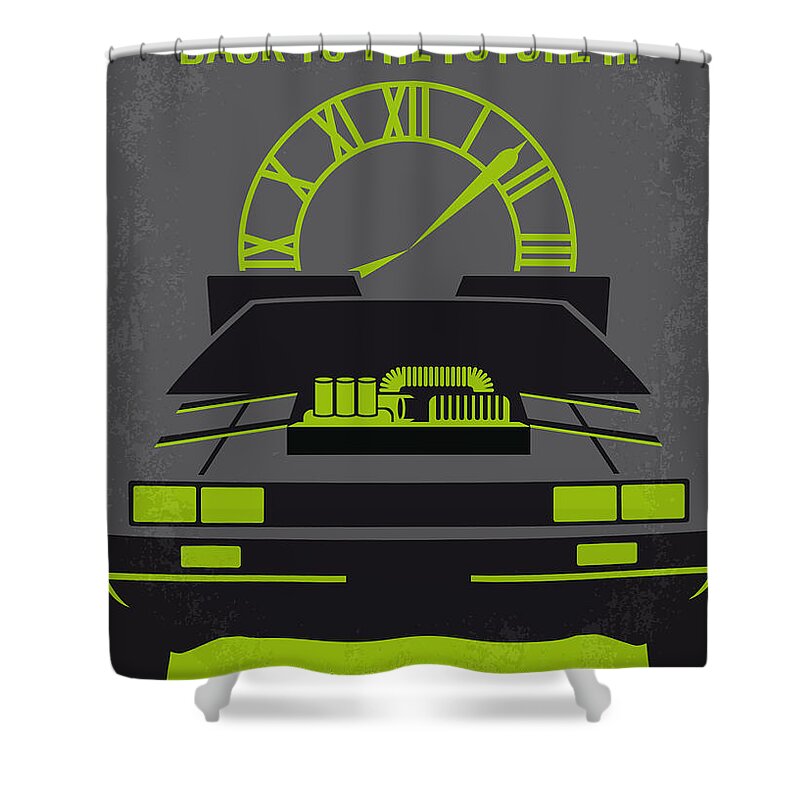 Back To The Future Shower Curtain featuring the digital art No183 My Back to the Future minimal movie poster-part III by Chungkong Art