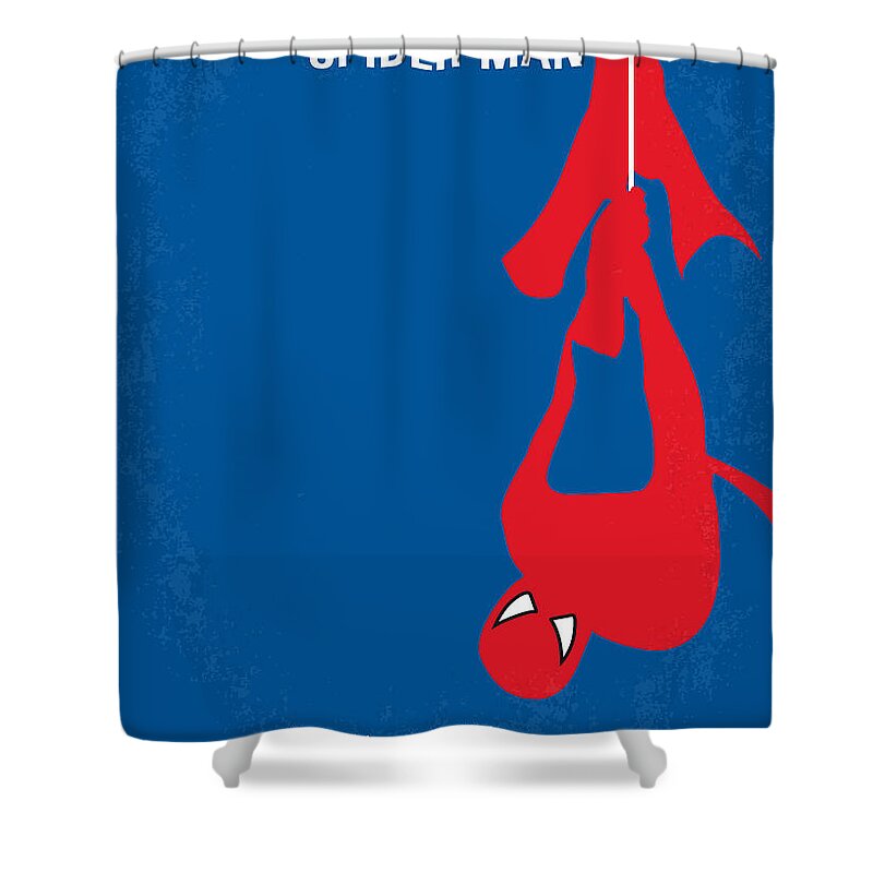Spider-man Shower Curtain featuring the digital art No201 My Spiderman minimal movie poster by Chungkong Art