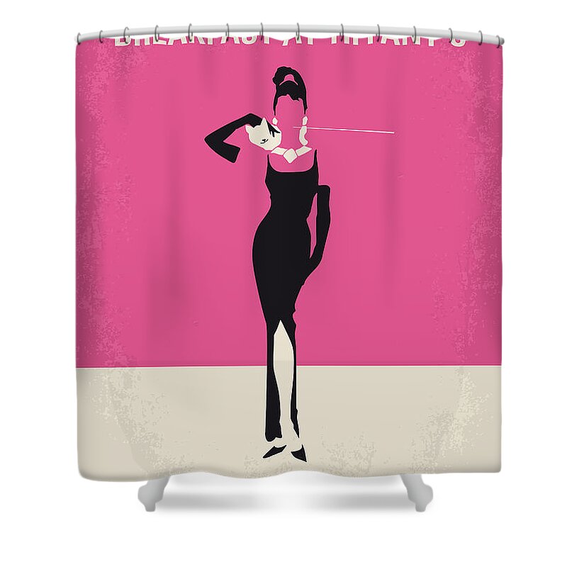 Breakfast Shower Curtain featuring the digital art No204 My Breakfast at Tiffanys minimal movie poster by Chungkong Art