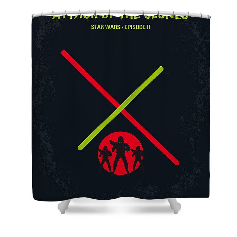 Attack Of The Clones Shower Curtain featuring the digital art No224 My STAR WARS Episode II ATTACK OF THE CLONES minimal movie poster by Chungkong Art