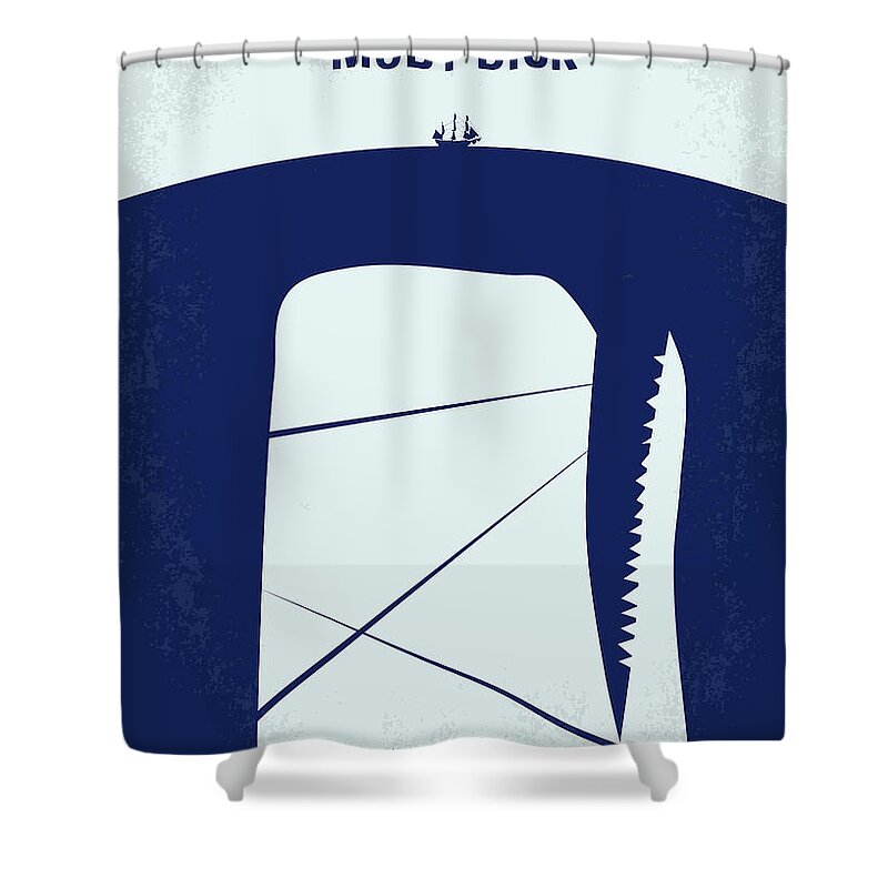 Minimal Shower Curtain featuring the digital art No267 My MOBY DICK minimal movie poster by Chungkong Art