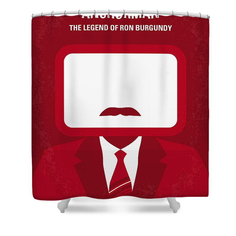 Anchorman Ron Burgundy Shower Curtain featuring the digital art No278 My Anchorman Ron Burgundy minimal movie poster by Chungkong Art