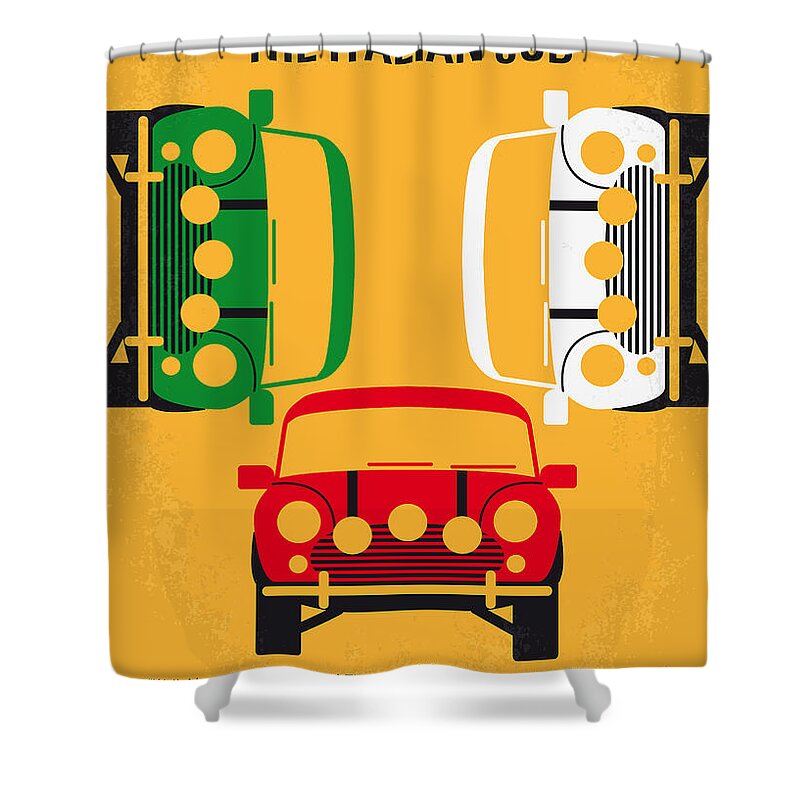 The Shower Curtain featuring the digital art No279 My The Italian Job minimal movie poster by Chungkong Art
