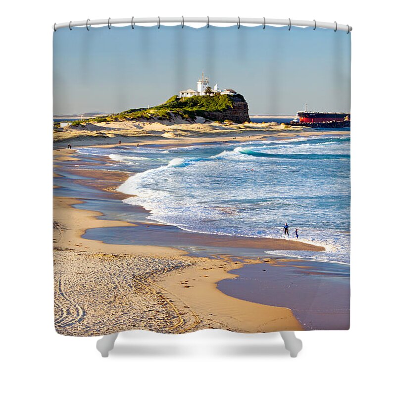 Coal Shower Curtain featuring the photograph Nobby's Head 1 by Nicholas Blackwell