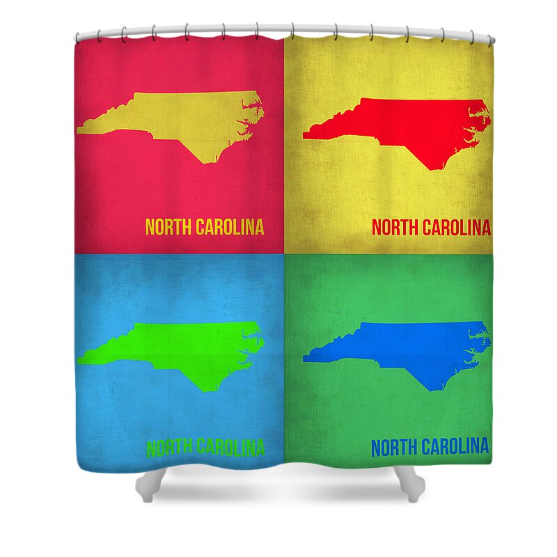 North Carolina Shower Curtain featuring the painting North Carolina Pop Art Map 1 by Naxart Studio