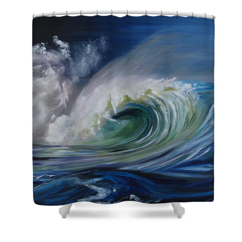 Wave Shower Curtain featuring the painting North Shore Curl by Donna Tuten
