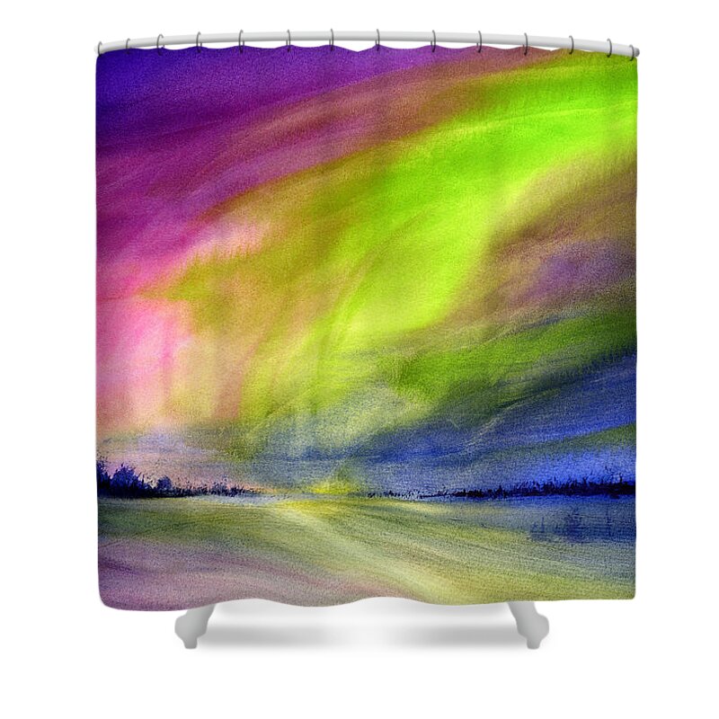 Northern Light Shower Curtain featuring the painting Northern Lights by Hailey E Herrera