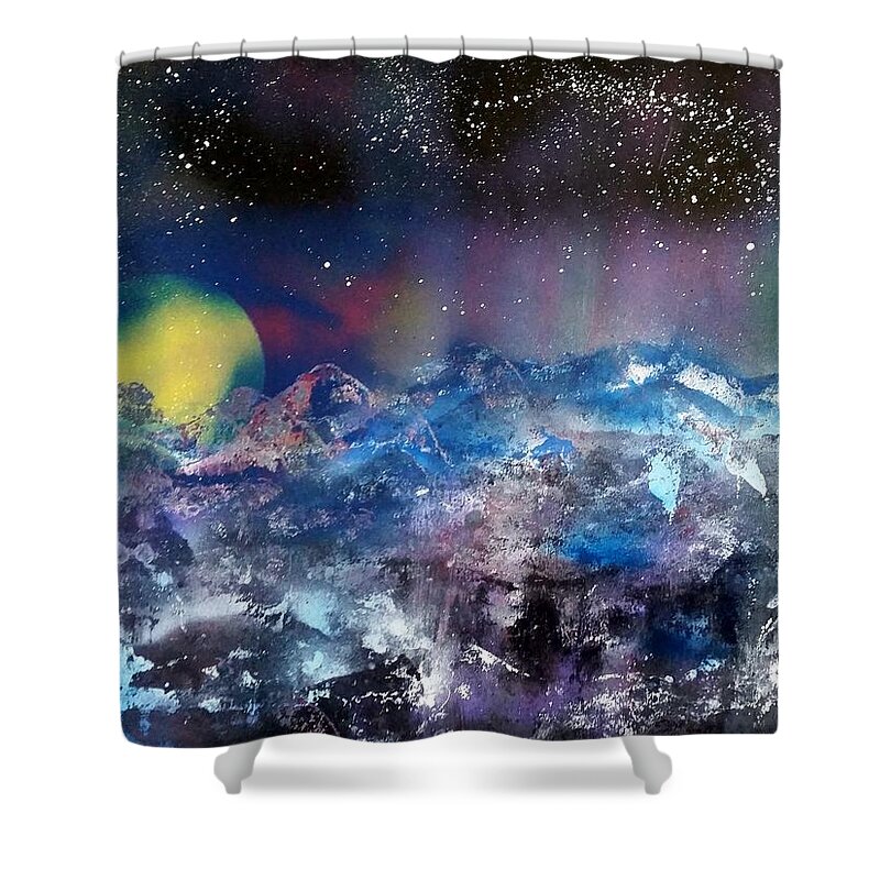 Abstract Shower Curtain featuring the painting Northern Lights Reflection by Gerry Smith