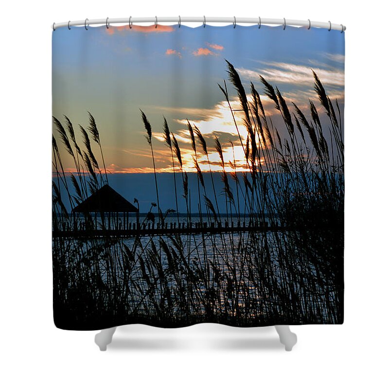 Ocean City Shower Curtain featuring the photograph Ocean City Sunset at Northside Park by Bill Swartwout