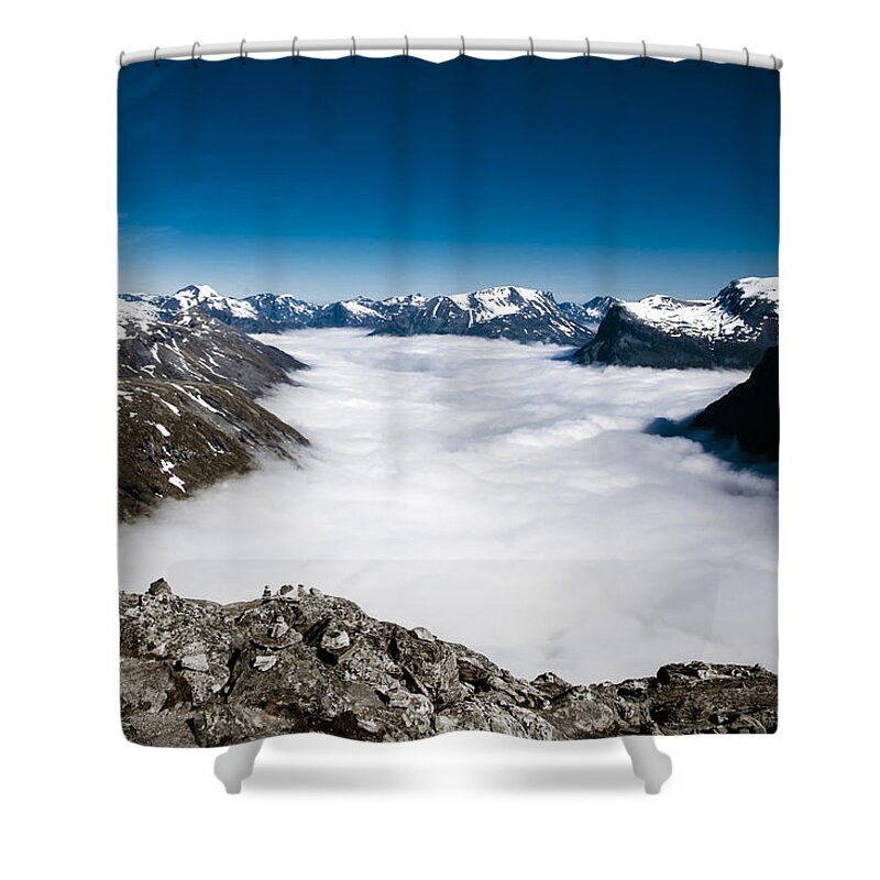 Norway Shower Curtain featuring the photograph Norway in the Clouds by Bill Howard