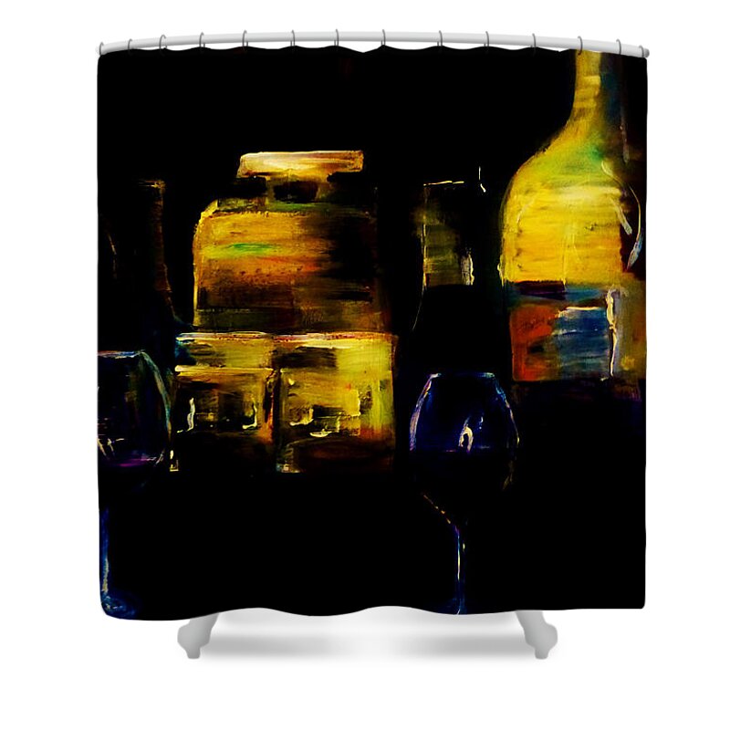 Wine Shower Curtain featuring the painting Nostalgic For Two by Lisa Kaiser