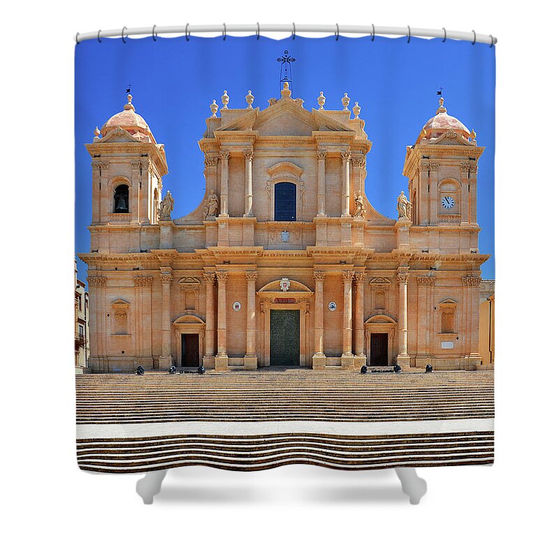 Tranquility Shower Curtain featuring the photograph Noto Cathedral by Karl Borg