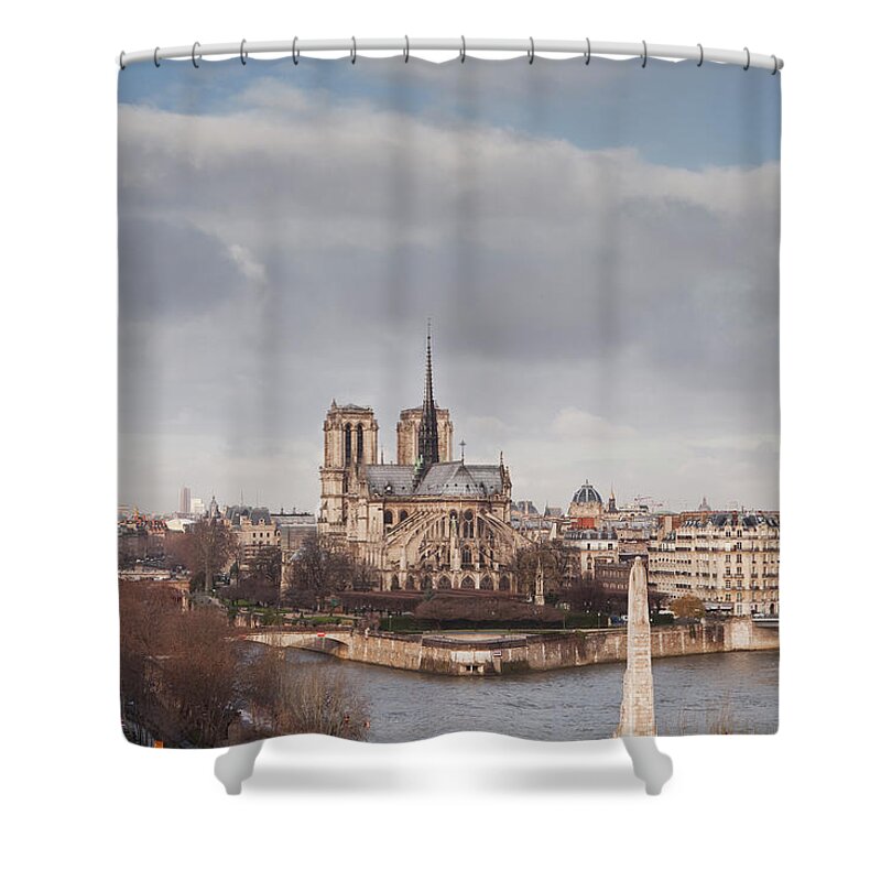Ile-de-france Shower Curtain featuring the photograph Notre Dame De Paris Cathedral by Julian Elliott Photography
