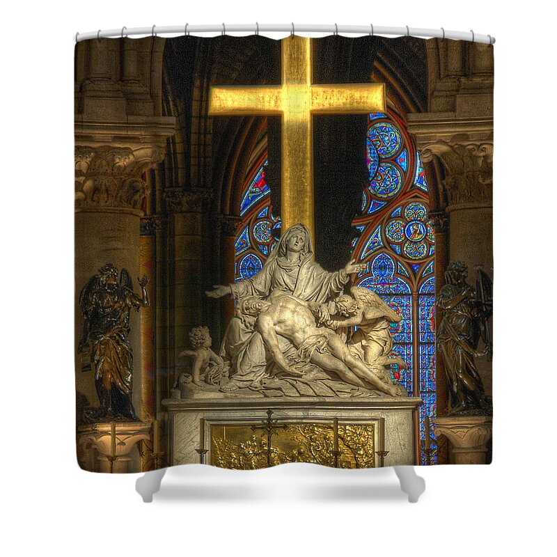 Pieta Shower Curtain featuring the photograph Notre Dame Pieta by Michael Kirk