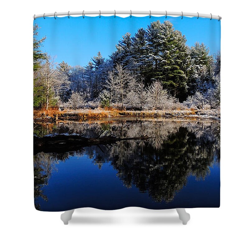 Snow Shower Curtain featuring the photograph November Snow by Mim White