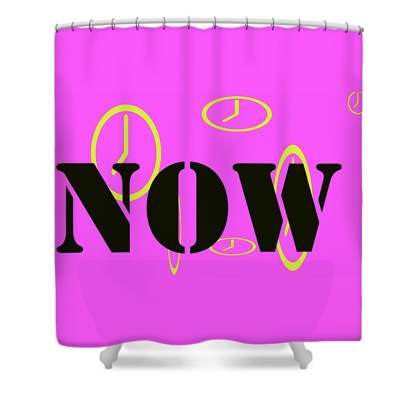 Now Shower Curtain featuring the digital art Now Pink by Laura Pierre-Louis
