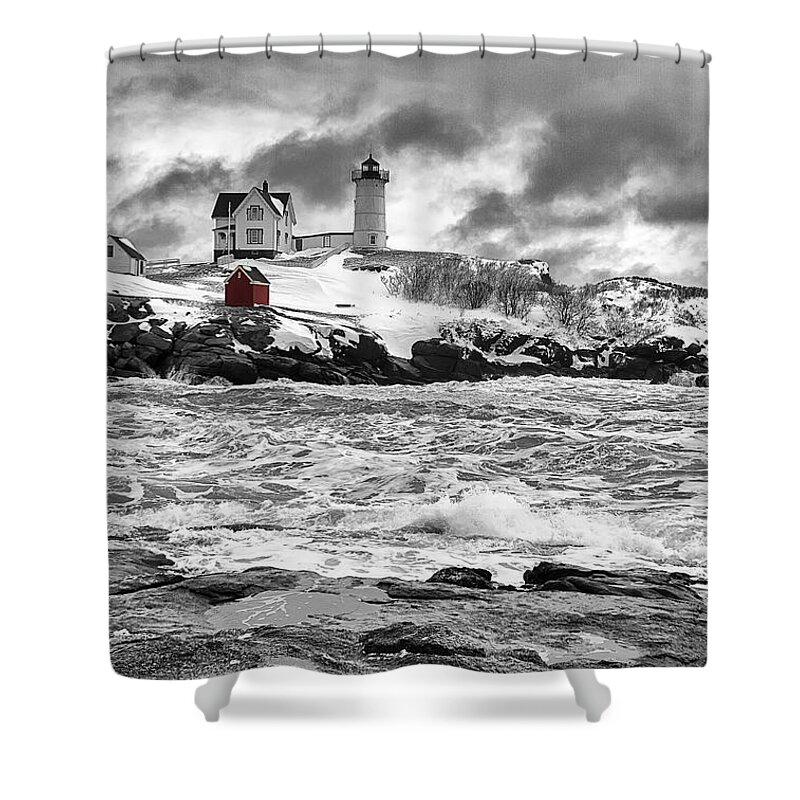 Nubble Light House Shower Curtain featuring the photograph Nubble Lighthouse After the Storm by John Vose