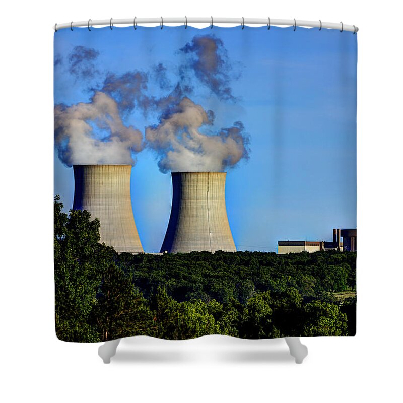 Byron Nuclear Plant Hdr Shower Curtain featuring the photograph Nuclear HDR1 by Josh Bryant