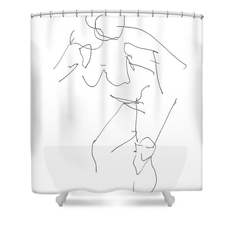 Female Shower Curtain featuring the drawing Nude Female Drawings 14 by Gordon Punt