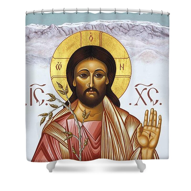 Nuestro Salvador De Las Sandias Shower Curtain featuring the painting Nuestro Salvador de las Sandias 012 by William Hart McNichols