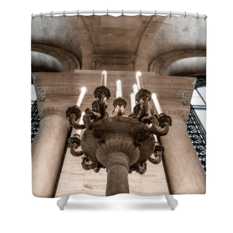 Ny Shower Curtain featuring the photograph NY Public Library Candelabra by Angela DeFrias