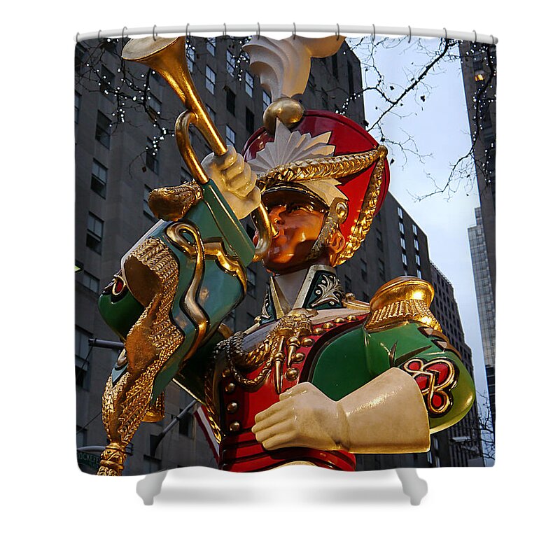 Nyc Shower Curtain featuring the photograph NYC - Rockerfeller Bugler by Richard Reeve