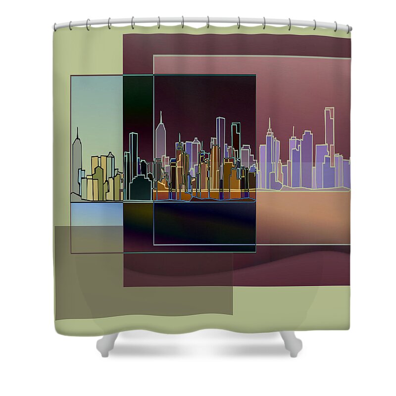 Nyc Shower Curtain featuring the digital art NYC Abstract-3 by Nina Bradica