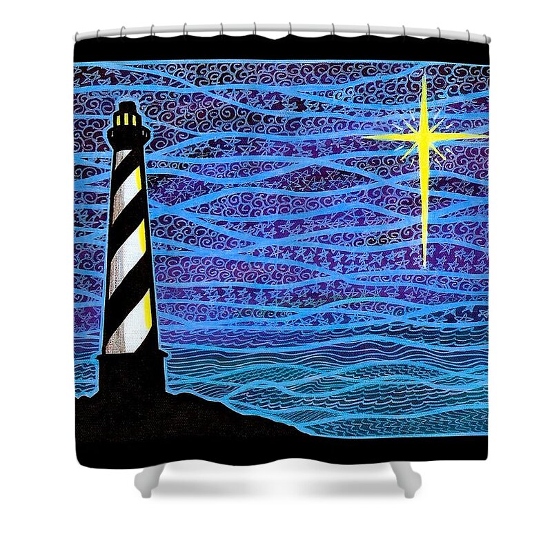 Hatteras Shower Curtain featuring the painting O Holy Night Hatteras by Jim Harris