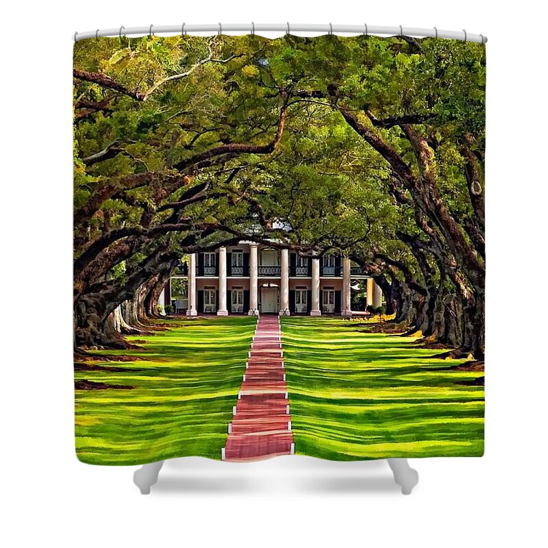 Oak Alley Plantation Shower Curtain featuring the photograph Oak Alley by Steve Harrington