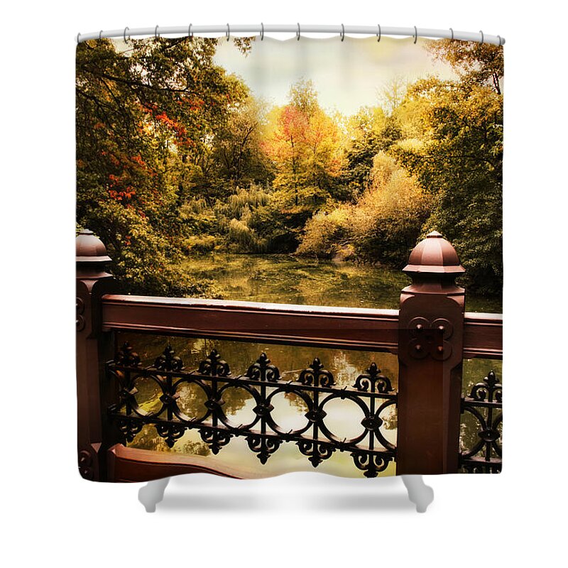 Bridge Shower Curtain featuring the photograph Oak Bridge Autumn by Jessica Jenney