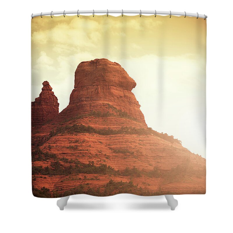Scenics Shower Curtain featuring the photograph Oak Creek And Red Rock - Arizona by Franckreporter