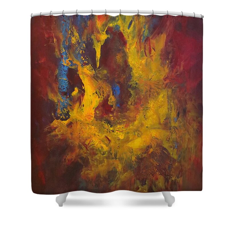 Abstract Shower Curtain featuring the painting Oasis by Soraya Silvestri