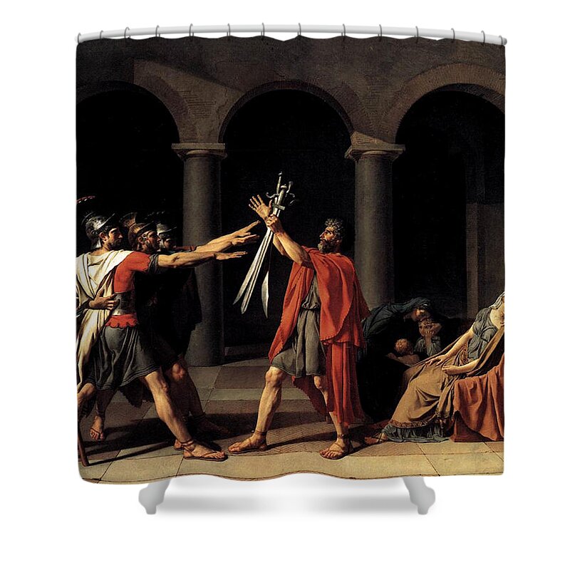 Oath Shower Curtain featuring the painting Oath of the Horatii by Jacques Louis David