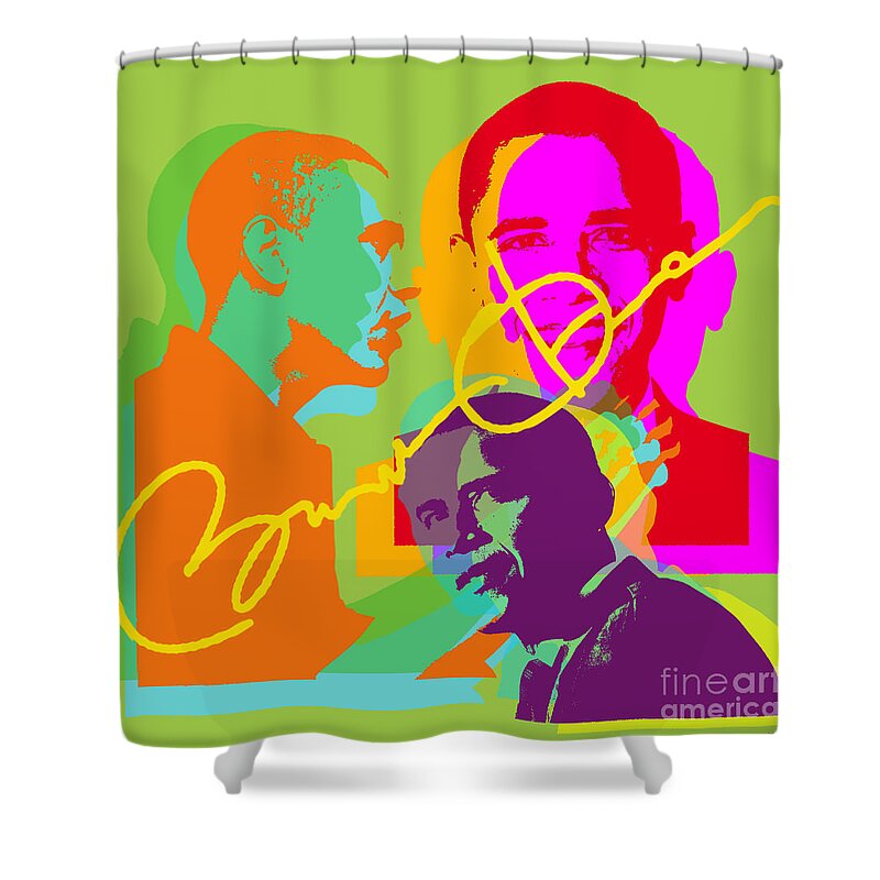 Obama Shower Curtain featuring the digital art Obama by Jean luc Comperat