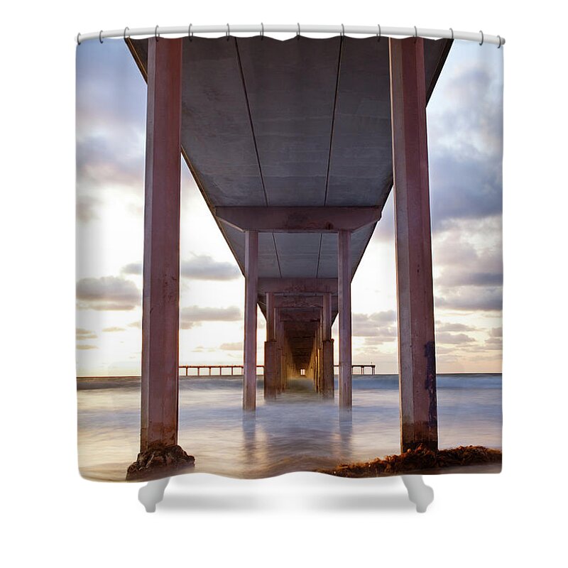 Seaweed Shower Curtain featuring the photograph Ocean Beach Pier by Ianmcdonnell