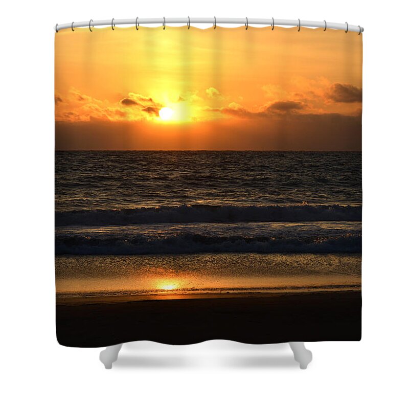 Ocean City Sunrise Shower Curtain featuring the photograph Ocean City Sunrise at 142nd Street by Bill Swartwout