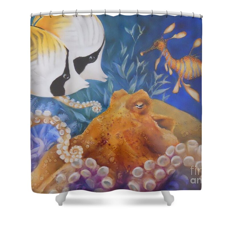 Ocean Shower Curtain featuring the painting Ocean Hang Out by Summer Celeste