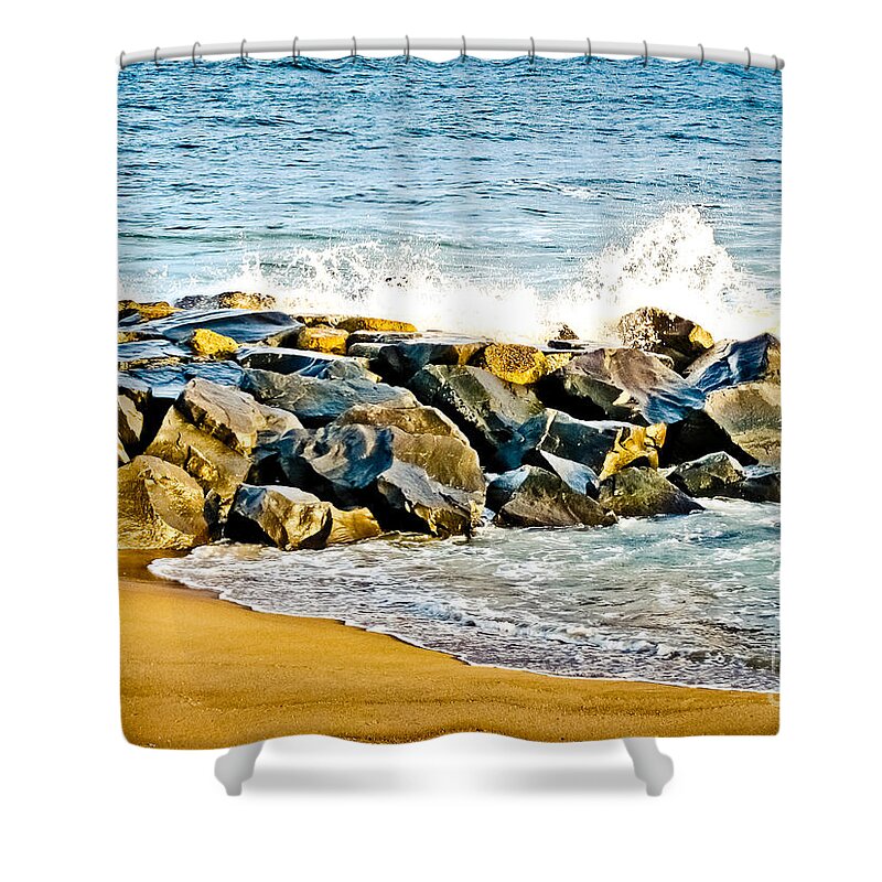 Ocean Shower Curtain featuring the photograph Ocean Jetty by Colleen Kammerer