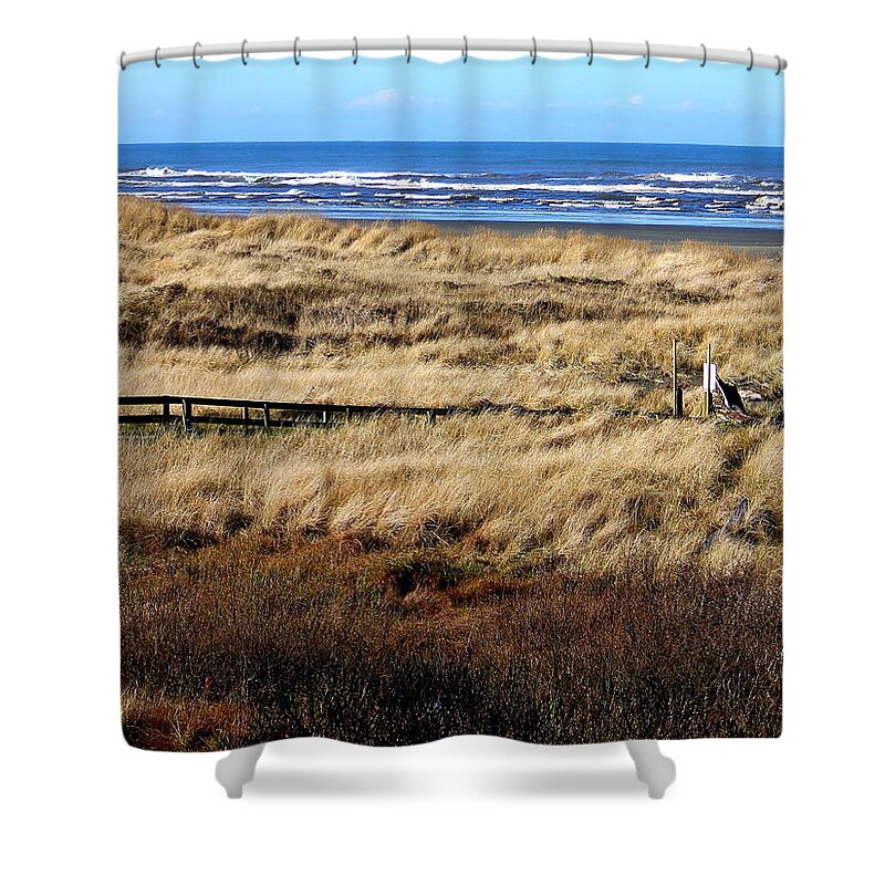 Ocean Shower Curtain featuring the photograph Ocean Shores Boardwalk by Jeanette C Landstrom