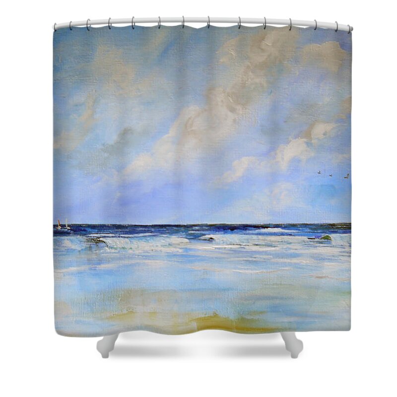 Beach Shower Curtain featuring the painting Ocean View by Dorothy Maier