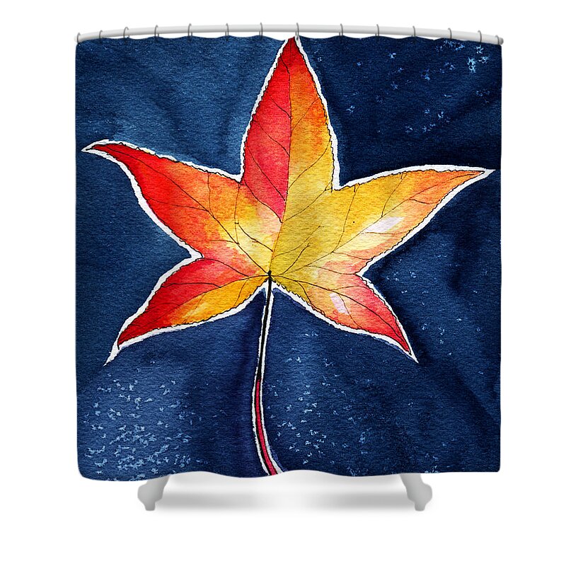 Red Shower Curtain featuring the painting October Night by Katherine Miller