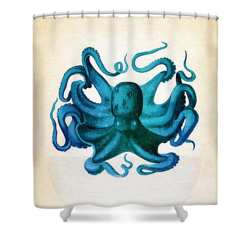 Octopus Shower Curtain featuring the painting Octopus by Vintage