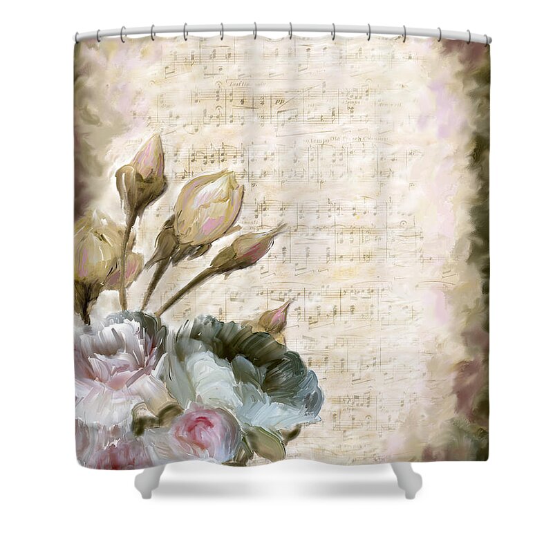 Floral Shower Curtain featuring the painting Ode to Love by Portraits By NC