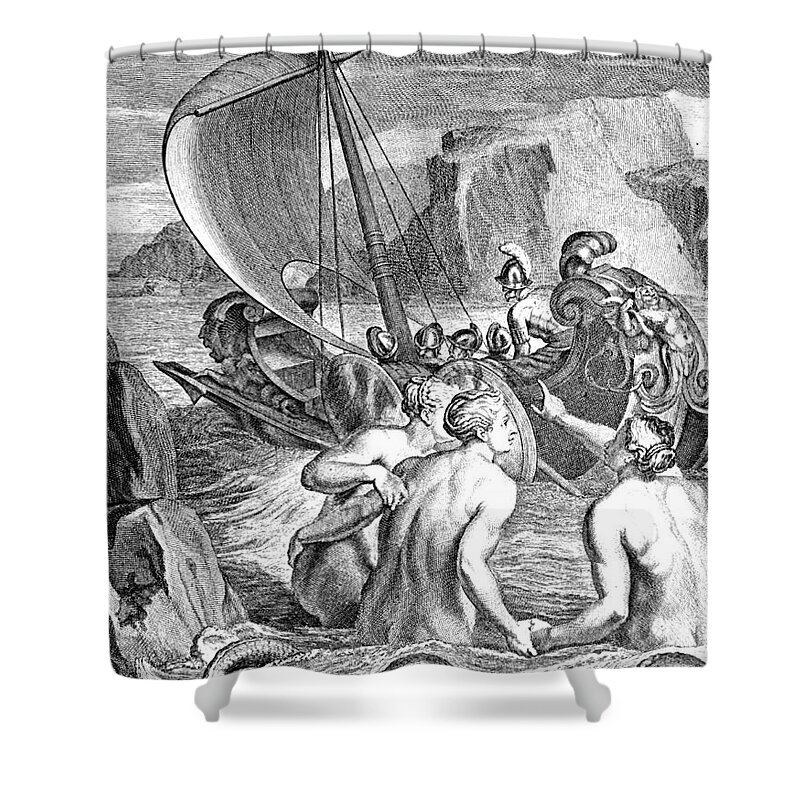 Folklore Shower Curtain featuring the photograph Odysseus Escapes Charms Of The Sirens by Photo Researchers