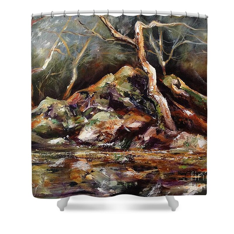 Nature Shower Curtain featuring the painting Off the Beaten Path Sedona by Karen Ferrand Carroll