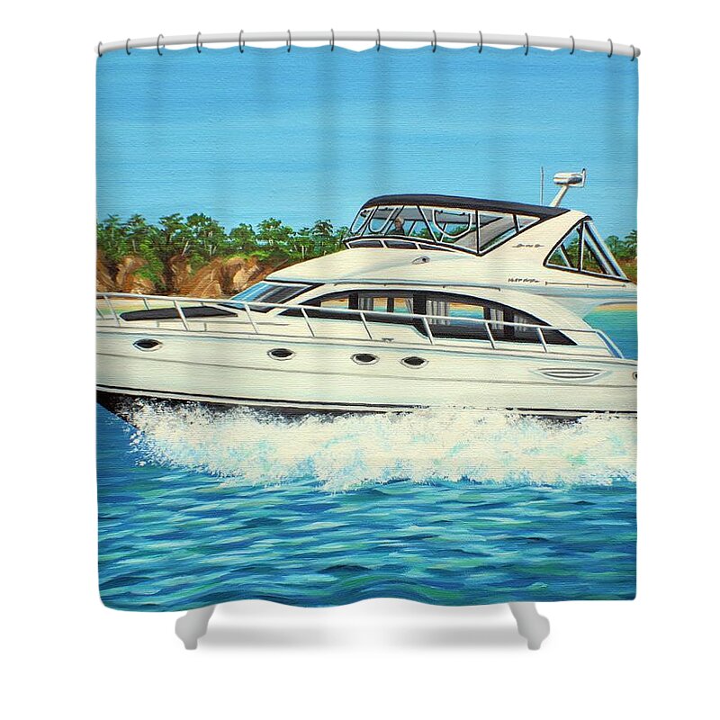Yacht Shower Curtain featuring the painting Ohana Pacific by Jane Girardot