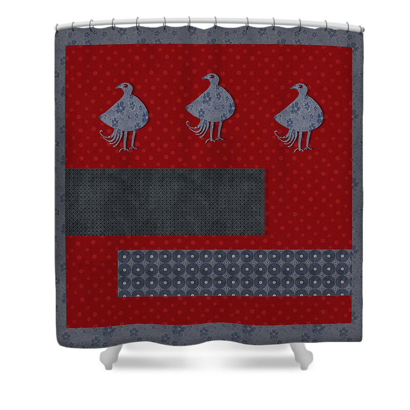 Birds Shower Curtain featuring the digital art Oiselot - r11afr03a by Variance Collections