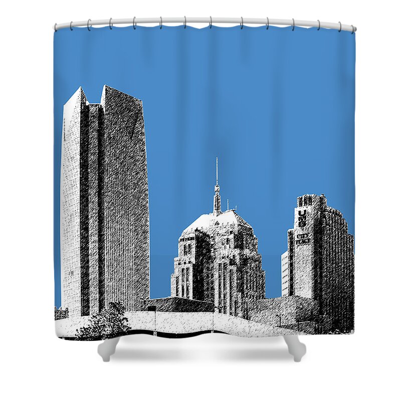 Architecture Shower Curtain featuring the digital art Oklahoma City Skyline - Slate by DB Artist
