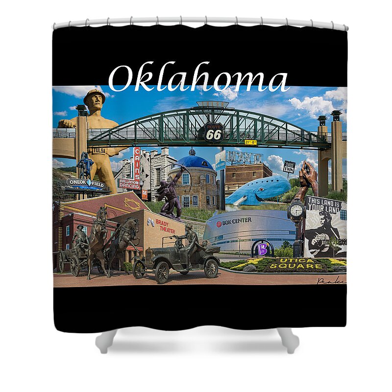 Oklahoma Shower Curtain featuring the photograph Oklahoma Collage with words by Bert Peake